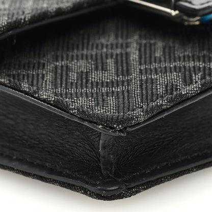 Fendi Recycled Fabric Jacquard Vitello Cover Micro FF Micro Flat Baguette Asfalto 8 of 9