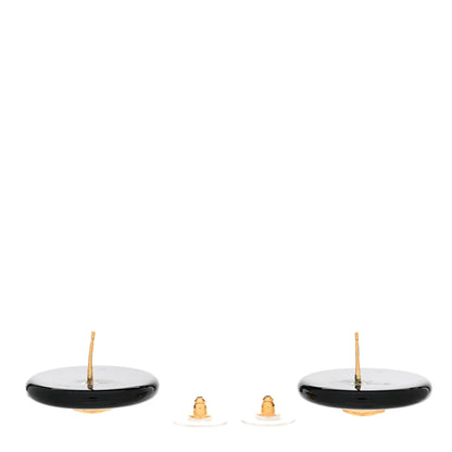Chanel Resin CC Button Earrings Gold Black 3 of 7