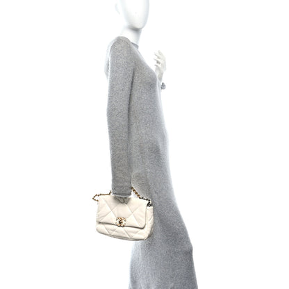 Chanel Goatskin Quilted Medium Chanel 19 Flap White 2 of 10