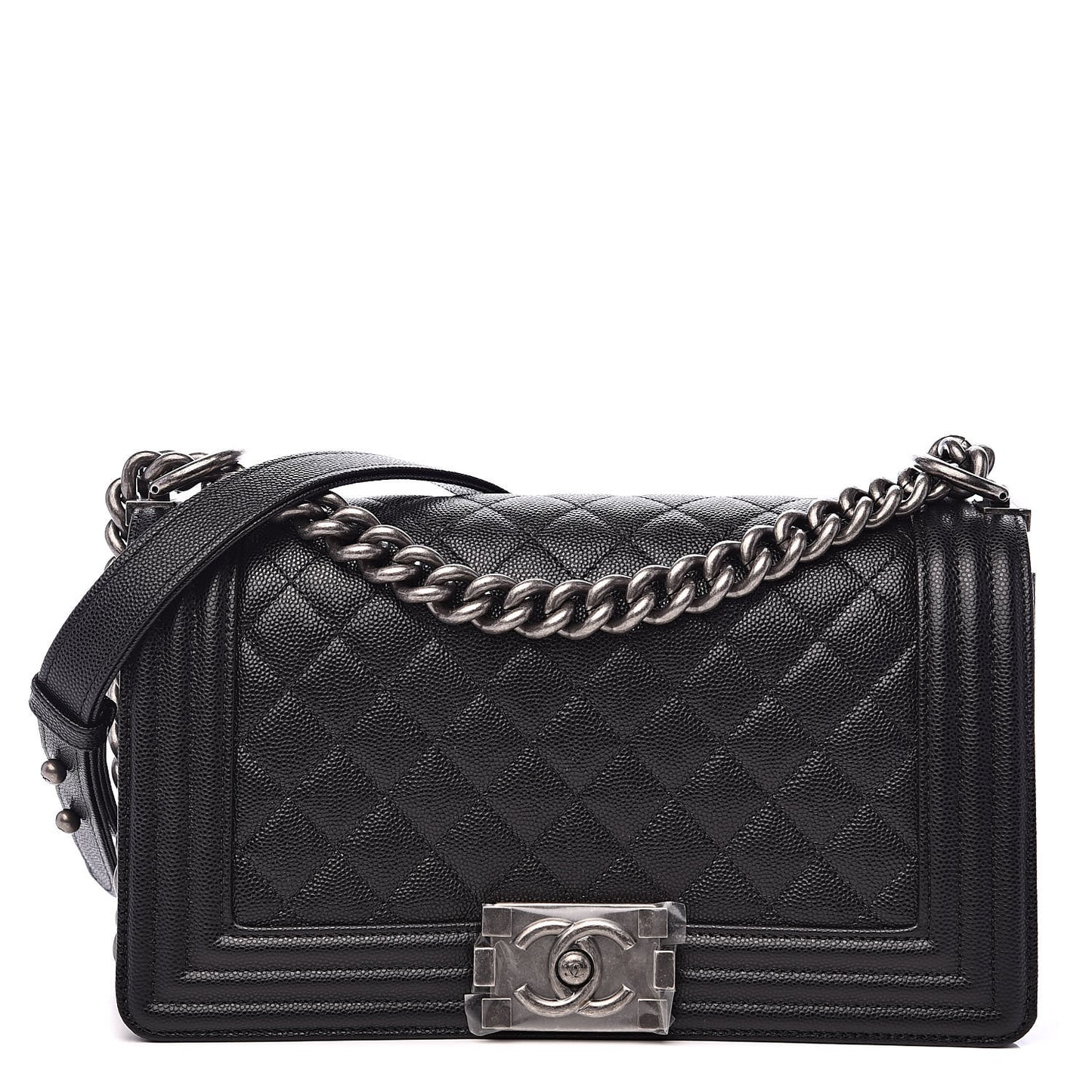 Caviar Quilted Medium Boy Flap Black