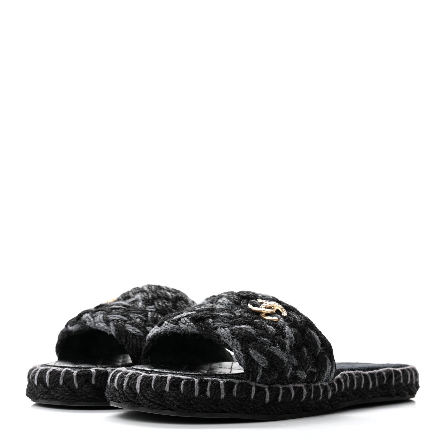 Chanel Cord Braided CC Mules 40 Black 3 of 10