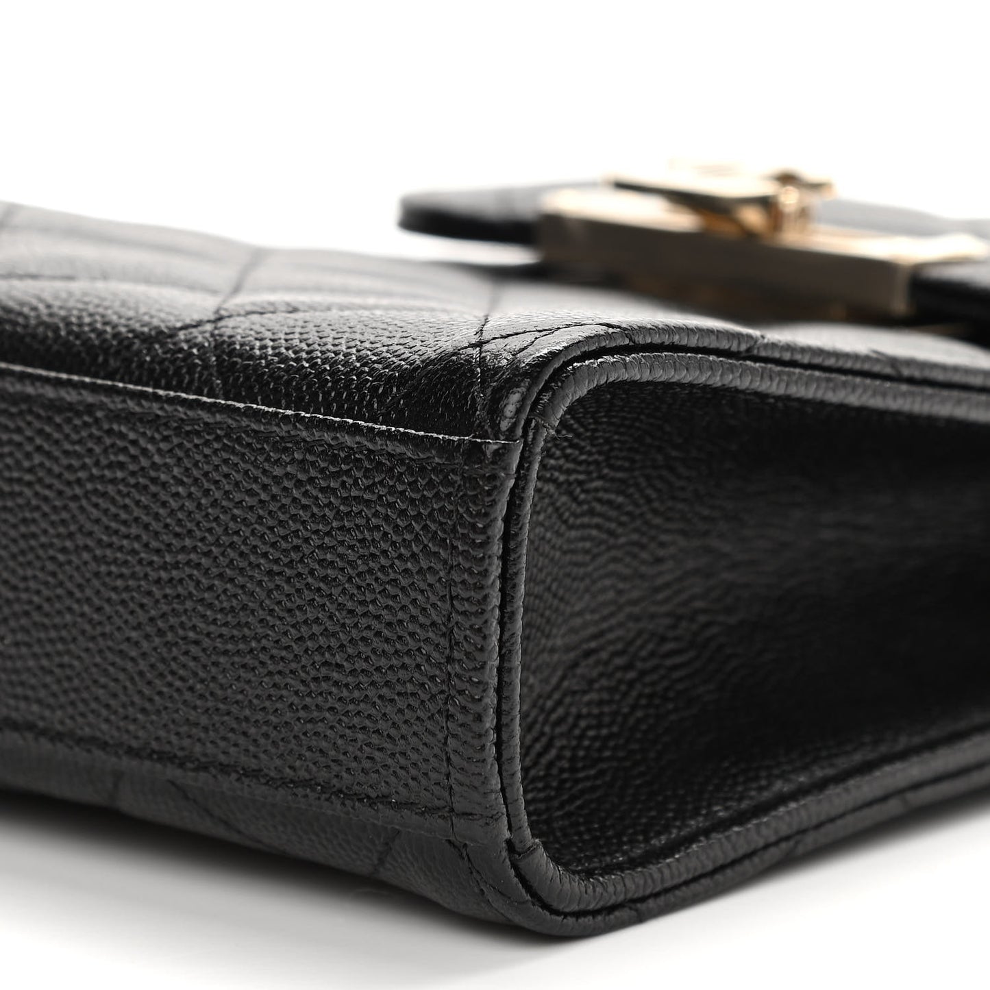 Caviar Quilted Golden Class Phone Holder Black