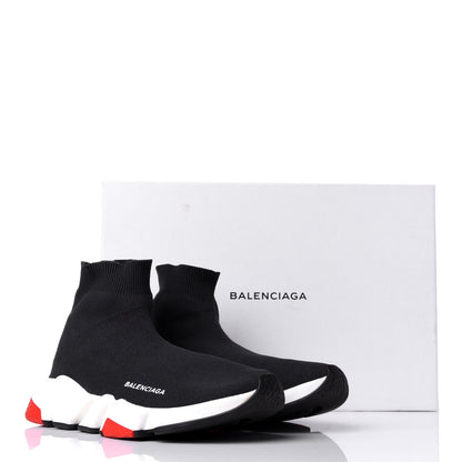 Balenciaga Neoprene Knit Womens Speed Sneakers 39 Black White Red 10 of 10