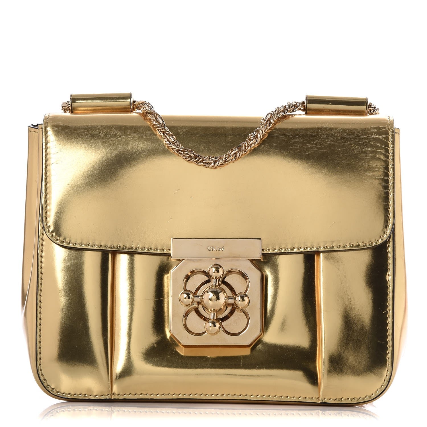 Chloe Metallic Calfskin Small Elsie Shoulder Bag Gold 1 of 16