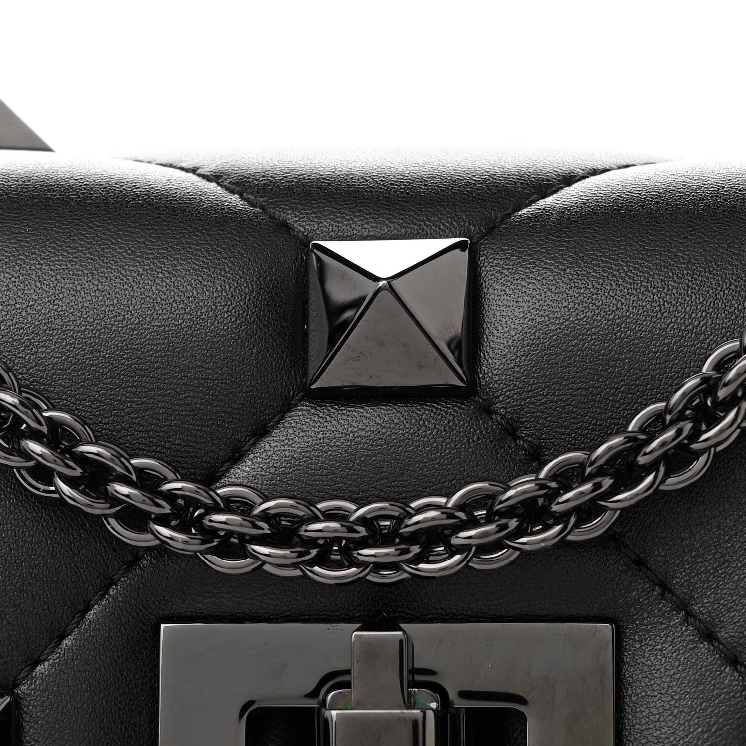 Valentino Garavani Nappa Monochrome Medium Roman Stud Shoulder Bag Black 7 of 9