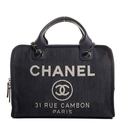 Chanel Denim Deauville Bowling Bag Dark Blue 1 of 8
