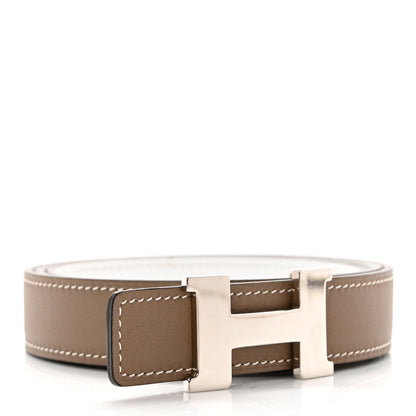 Hermes Swift Epsom 24mm Mini H Belt 85 34 Etoupe White 3 of 7