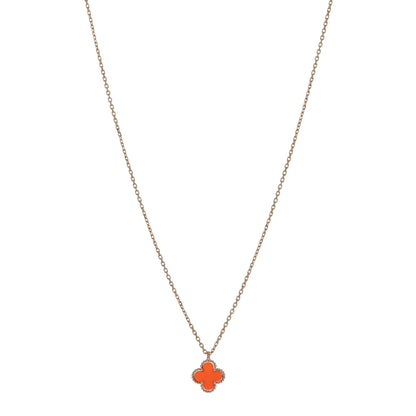 Van Cleef & Arpels 18K Rose Gold Carnelian Sweet Alhambra Pendant Necklace 1 of 4