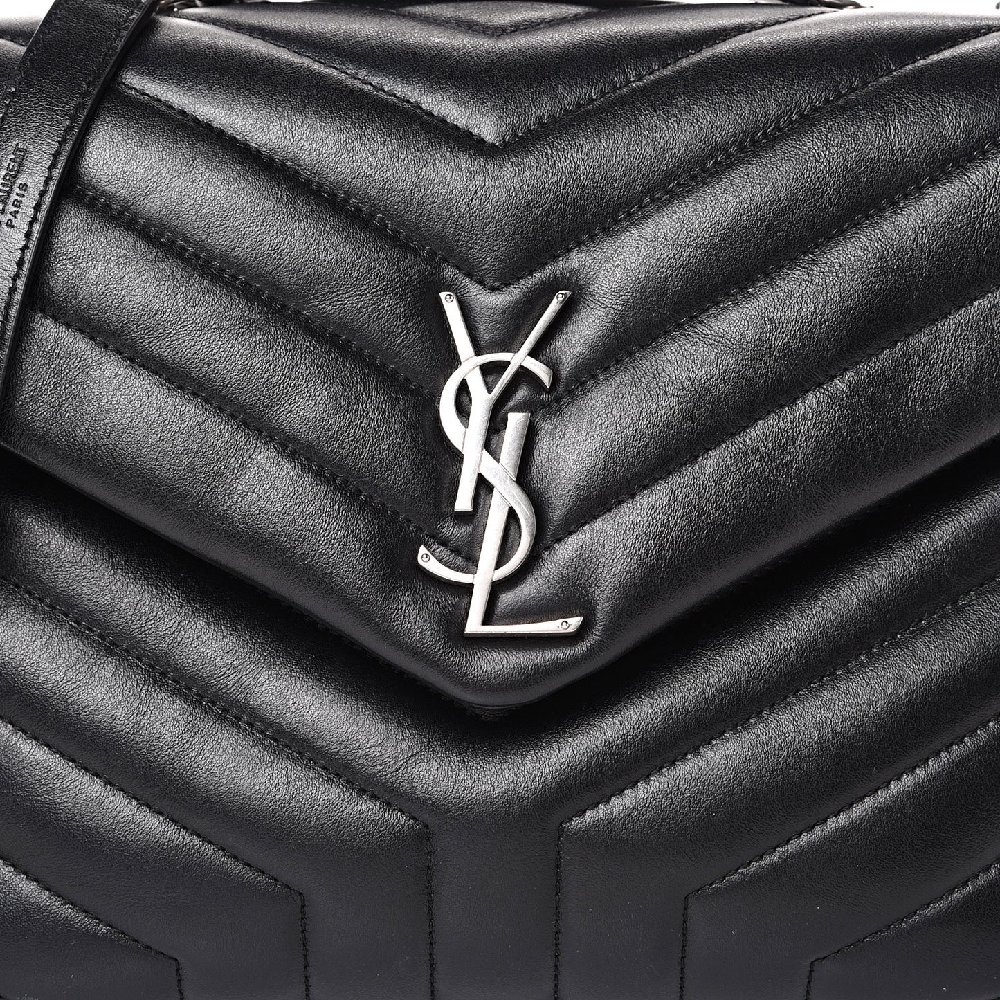 Calfskin Y Quilted Monogram Medium Loulou Chain Satchel Black