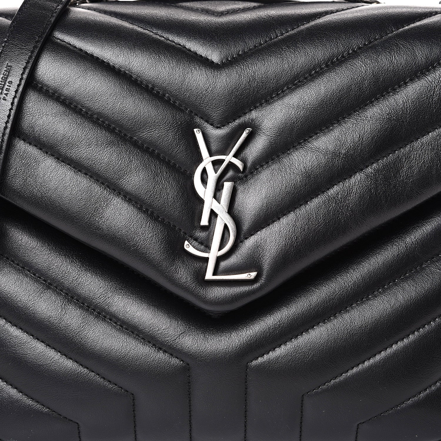 Saint Laurent Calfskin Y Quilted Monogram Medium Loulou Chain Satchel Black 7 of 11