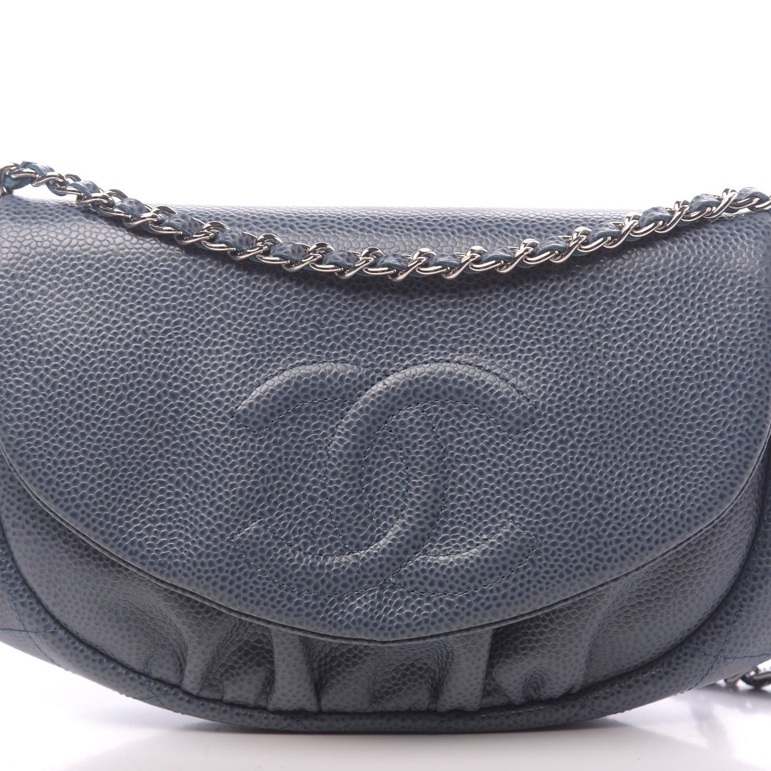 Chanel Caviar Half Moon Wallet On Chain WOC Blue 20 of 23