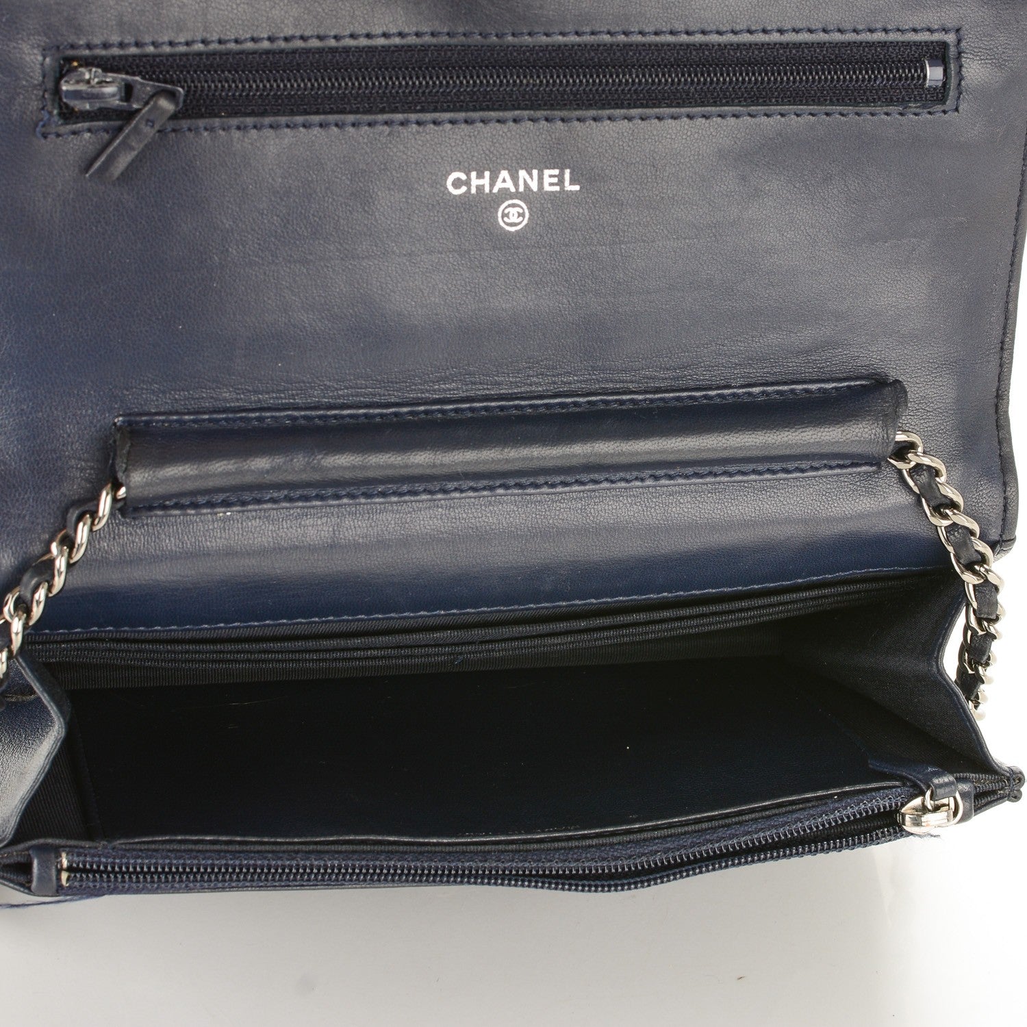 Chanel Lambskin Quilted Wallet On Chain WOC Navy Blue 5 of 8