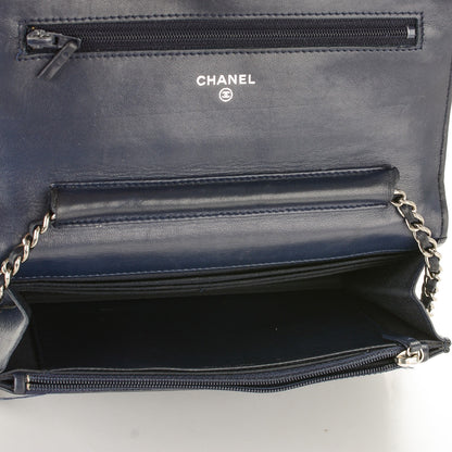 Chanel Lambskin Quilted Wallet On Chain WOC Navy Blue 5 of 8