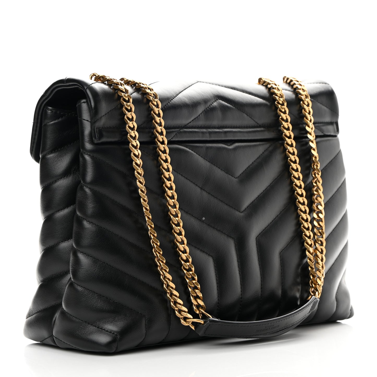 Calfskin Y Quilted Monogram Medium Loulou Chain Satchel Black