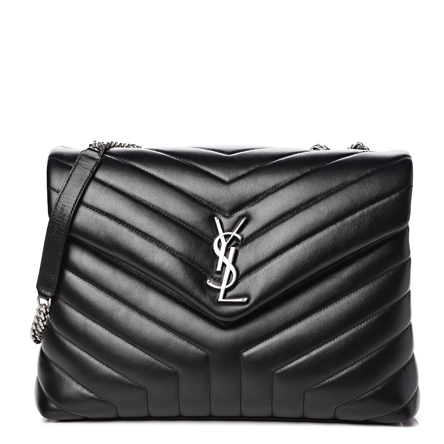 Saint Laurent Calfskin Y Quilted Monogram Medium Loulou Chain Satchel Black 1 of 11