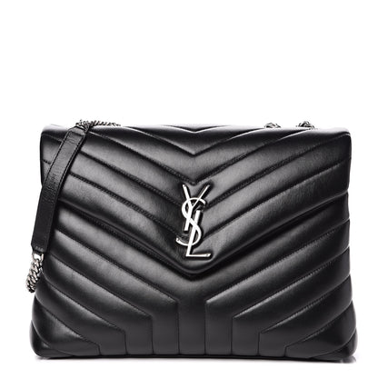Saint Laurent Calfskin Y Quilted Monogram Medium Loulou Chain Satchel Black 1 of 11