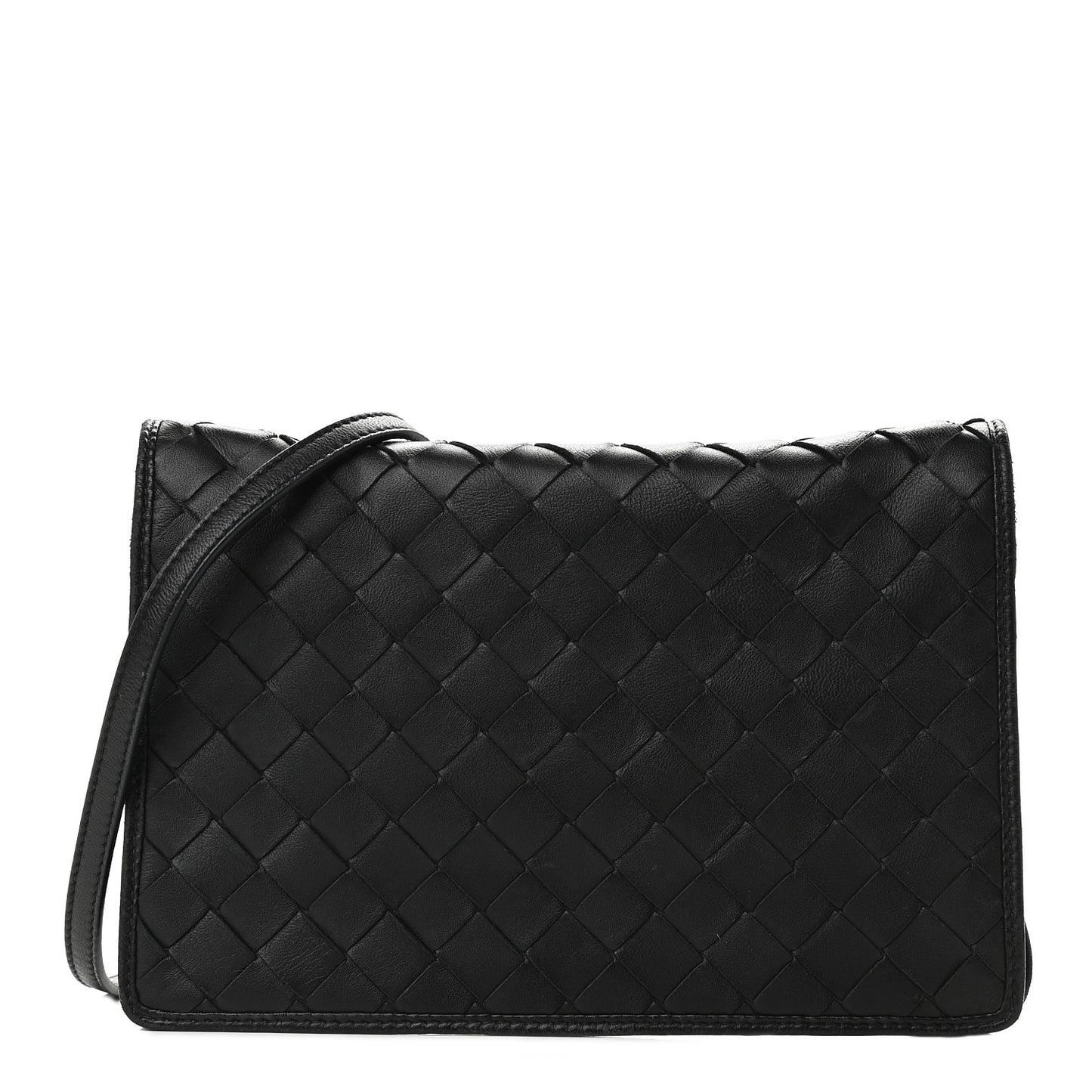 Nappa Intrecciato Flap Crossbody Black