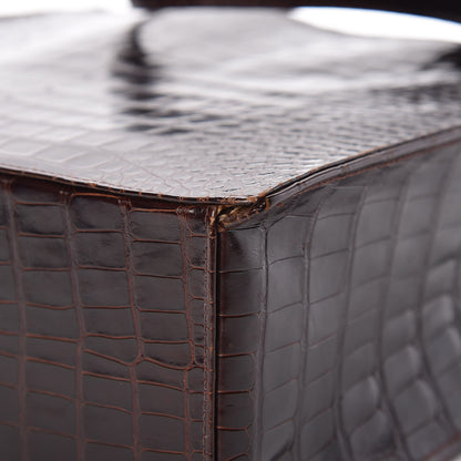 Chanel Shiny Crocodile Top Handle Tote Chocolate 15 of 19