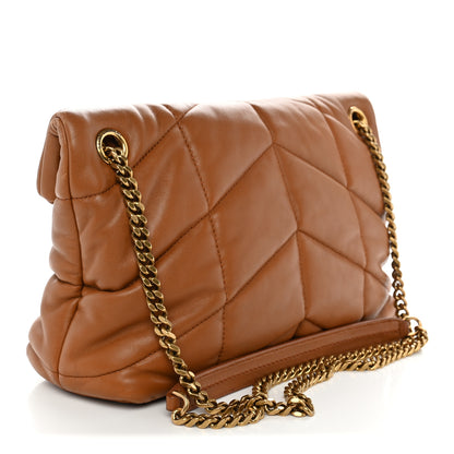 Saint Laurent Lambskin Quilted Small Loulou Puffer Monogram Chain Satchel Dark Honey 3 of 11