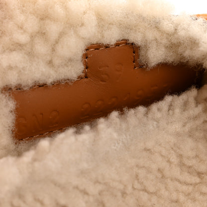 Hermes Suede Goatskin Woolskin Womens Chypre Sandals 39 Brun Fume Ecru 9 of 10
