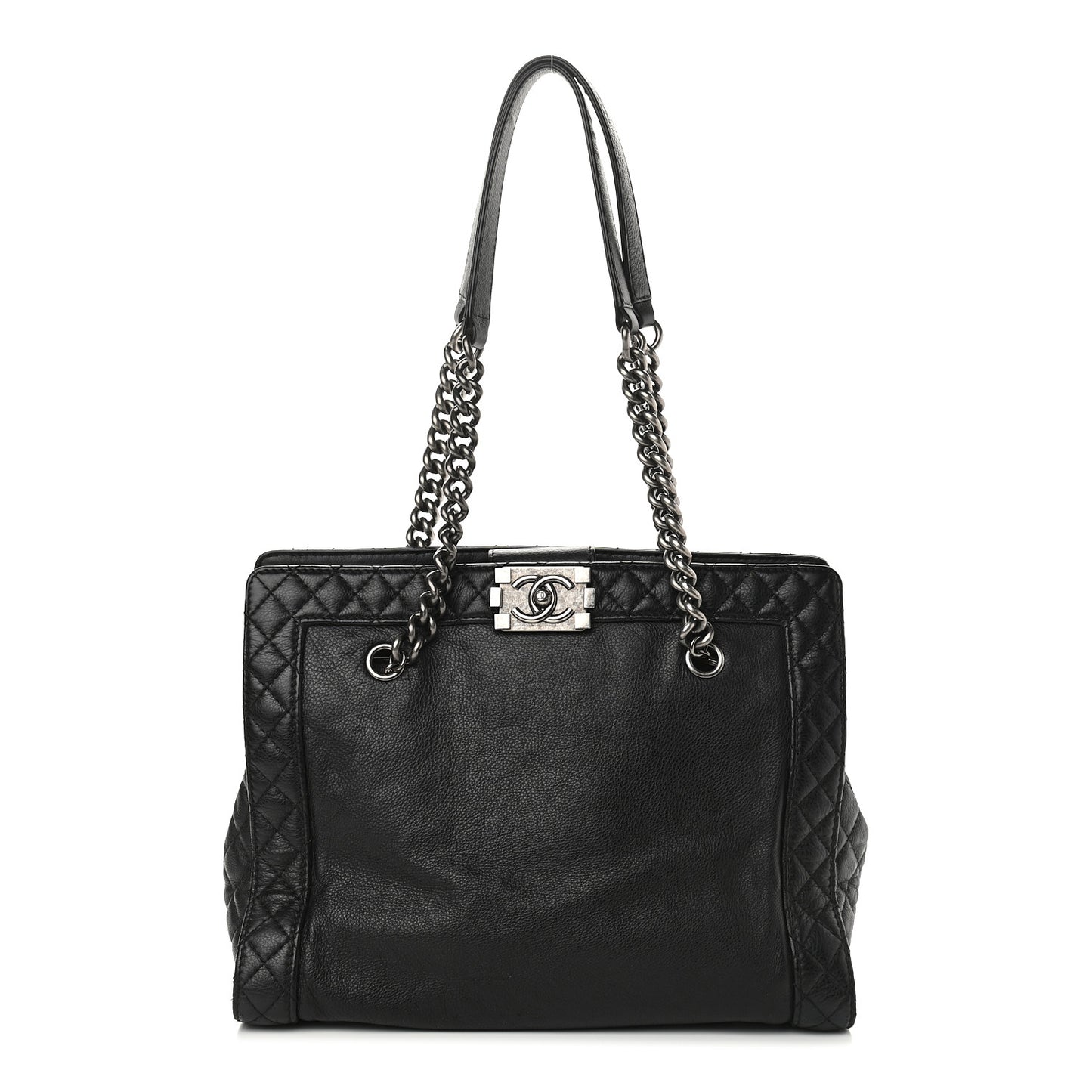 Calfskin Boy Reverso Shopping Tote Black