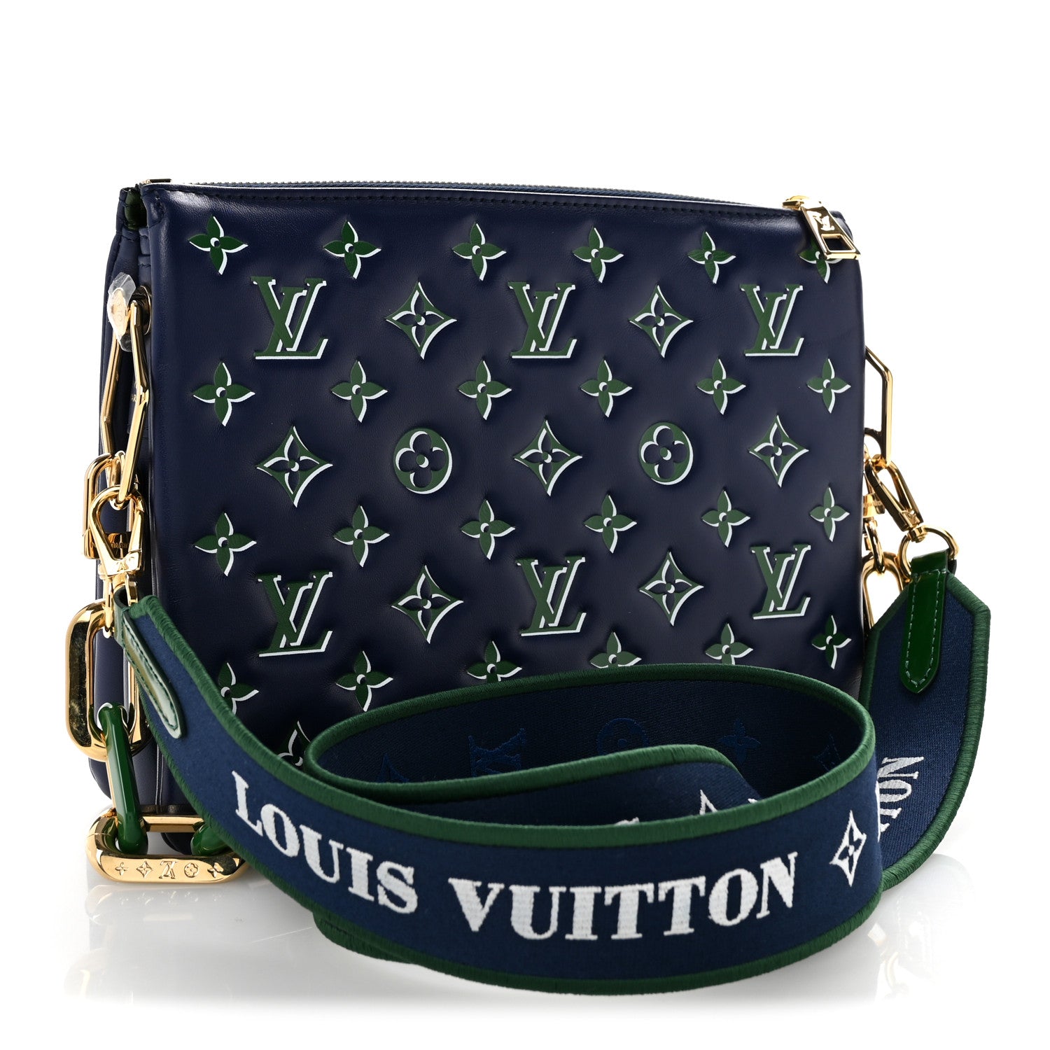 Louis Vuitton Lambskin Embossed Monogram Coussin PM Blue Green 3 of 11