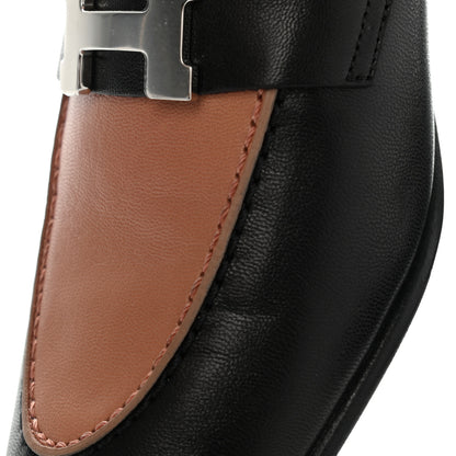 Hermes Calfskin Womens Paris Loafers 38 Black Rose Aube 10 of 10