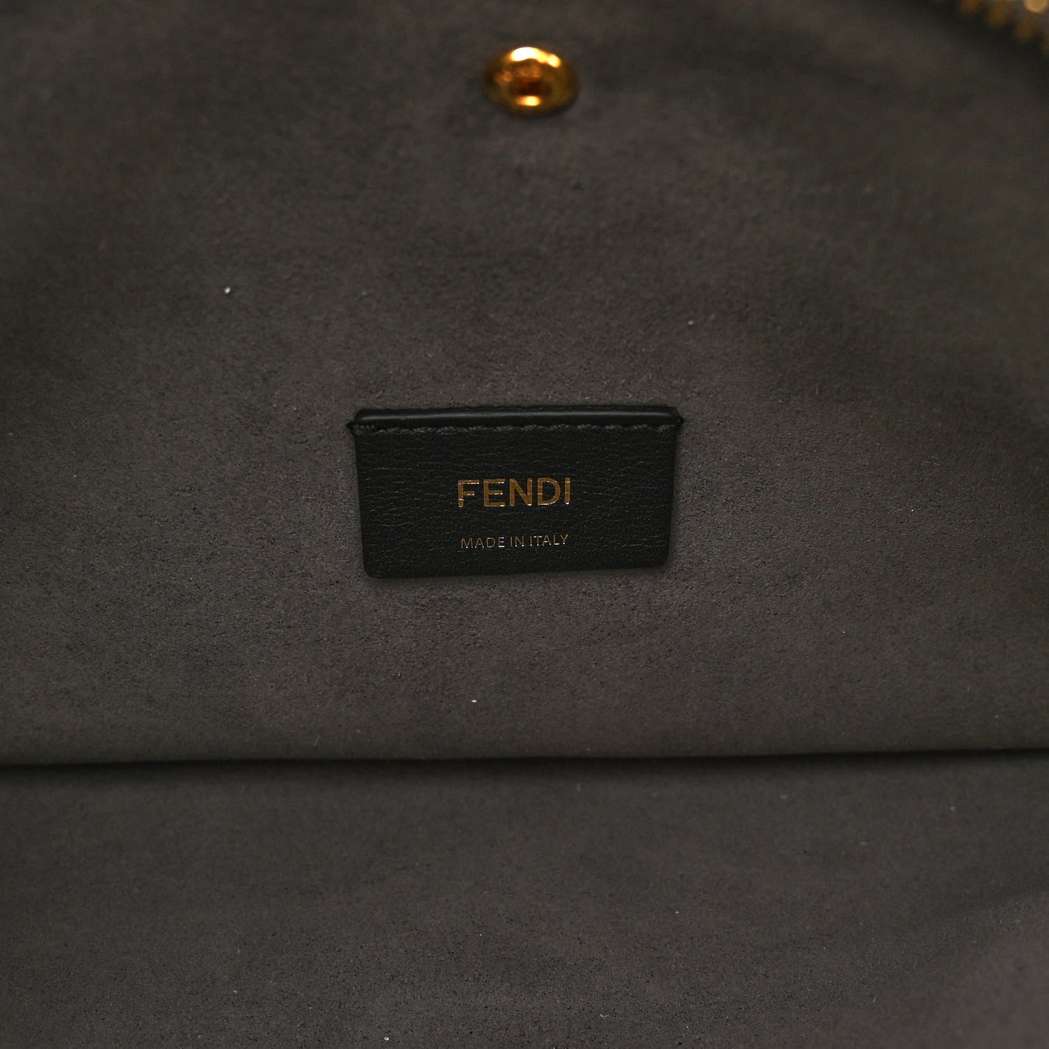 Fendi Chenille Vitello Seta Plexiglass FF Fendi O'Lock Zipper Anthracite Asfalto 6 of 9