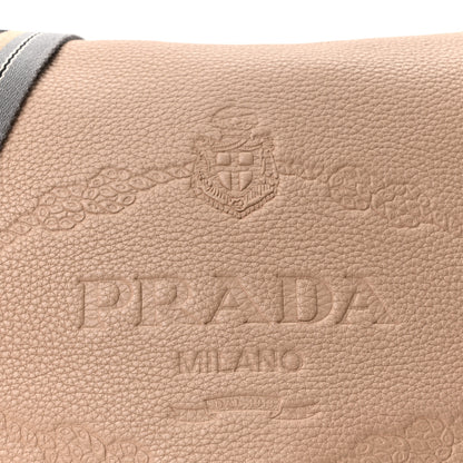 Prada Vitello Daino Embossed Logo Flap Shoulder Bag Sesamo 6 of 9
