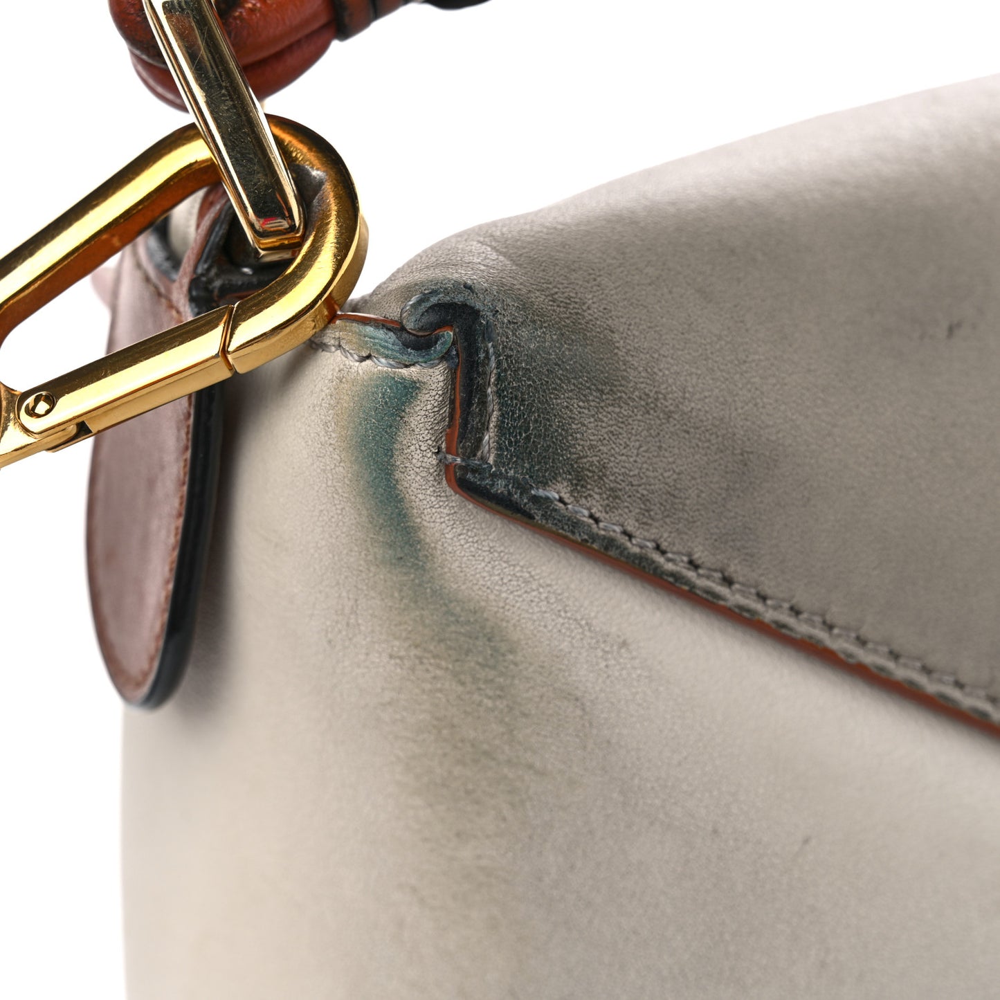 Calfskin Small Puzzle Edge Bag Ghost Soft White