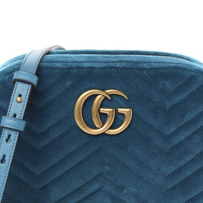 Gucci Velvet Matelasse Small GG Marmont Chain Shoulder Bag Pavone Cyan 10 of 10