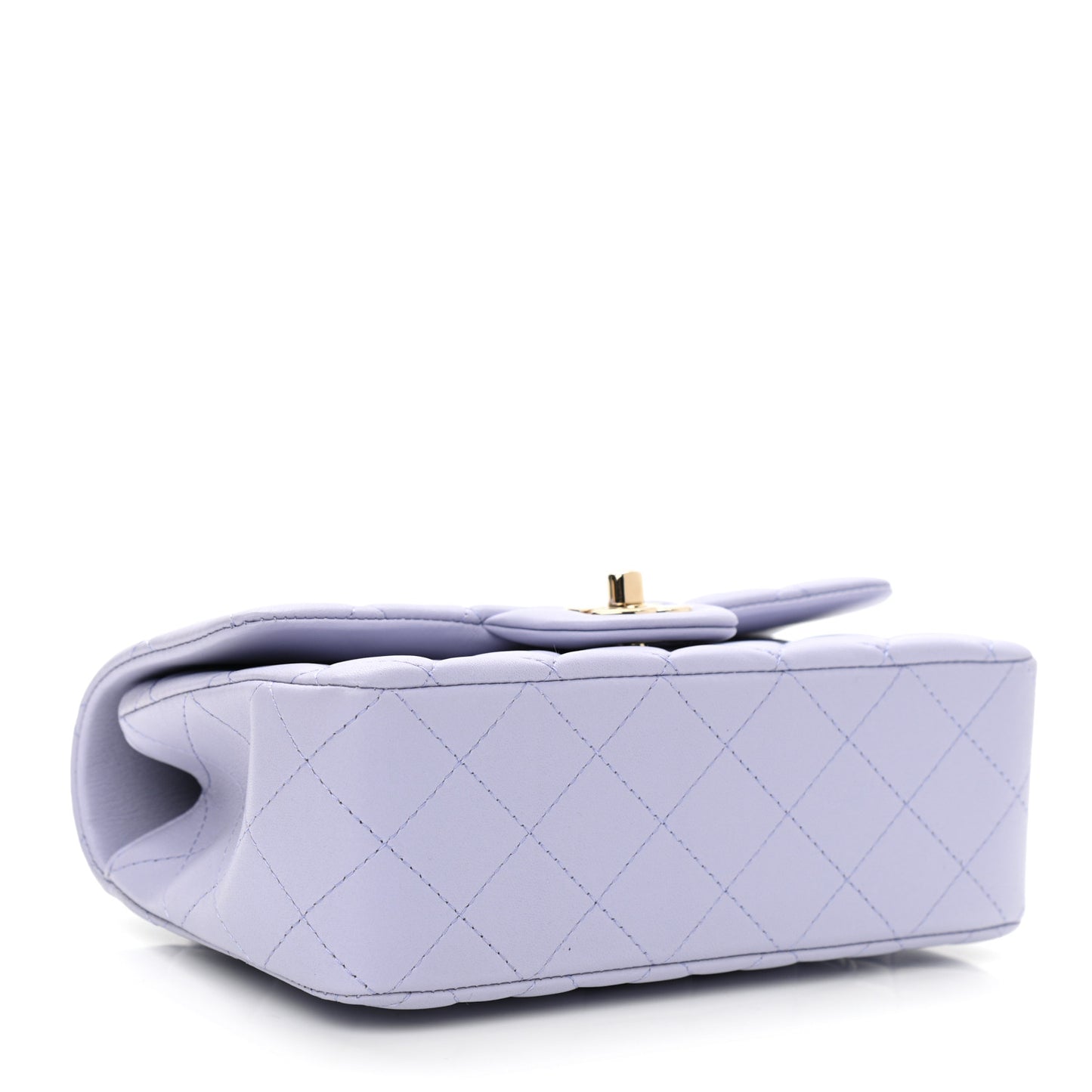 Lambskin Quilted Mini Top Handle Rectangular Flap Light Purple