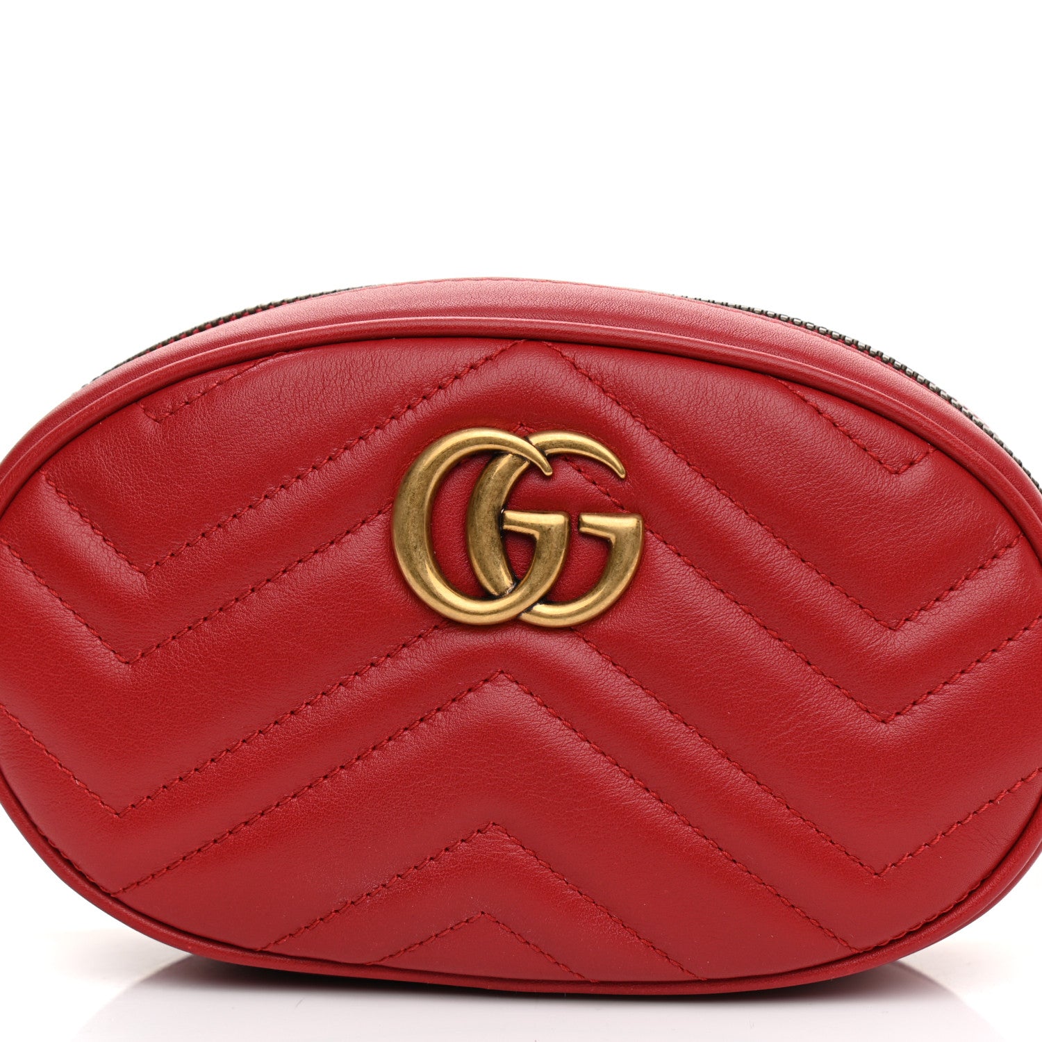 Gucci Calfskin Matelasse GG Marmont Belt Bag 85 34 Hibiscus Red 10 of 13