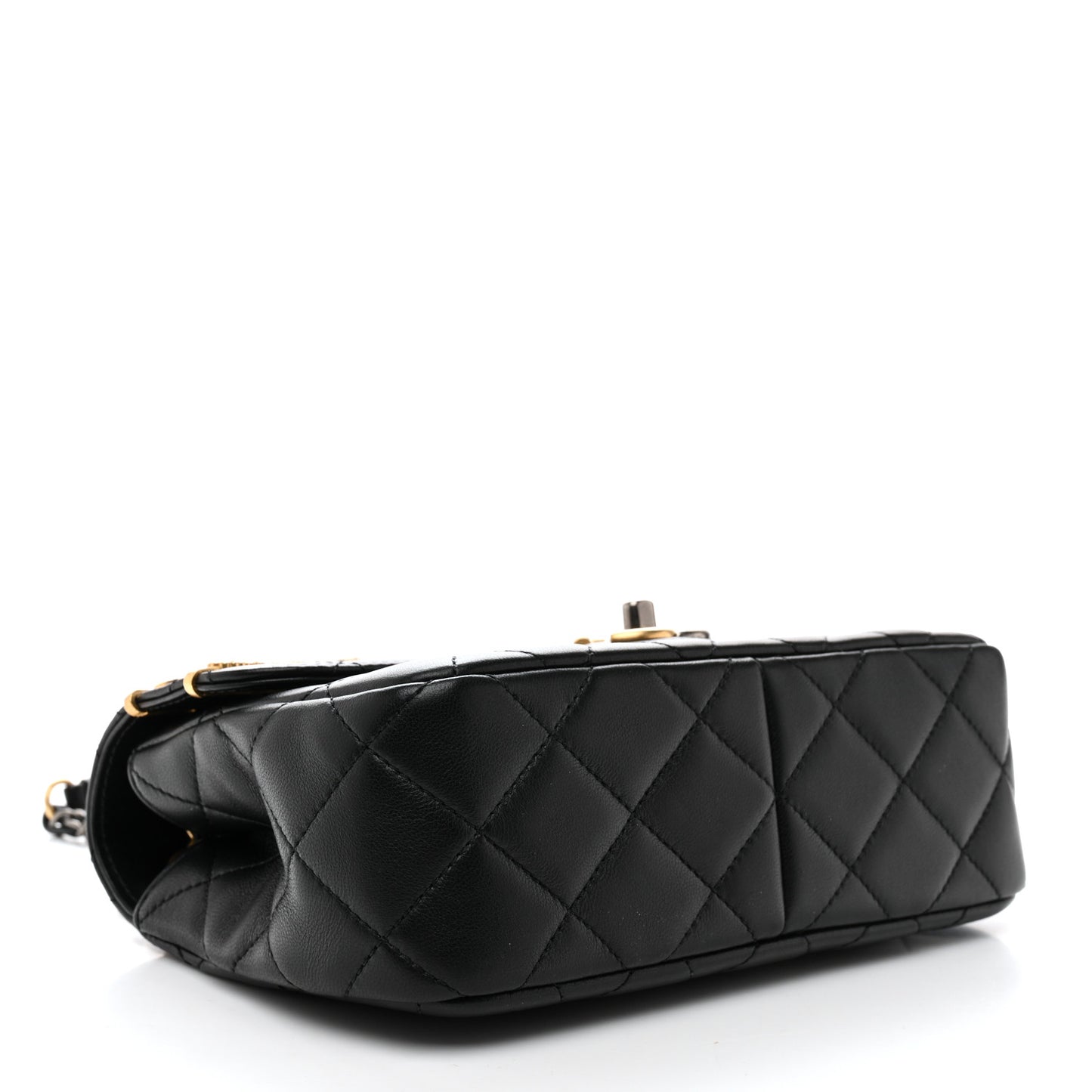 Lambskin Quilted Small Coco Clips Single Flap Black
