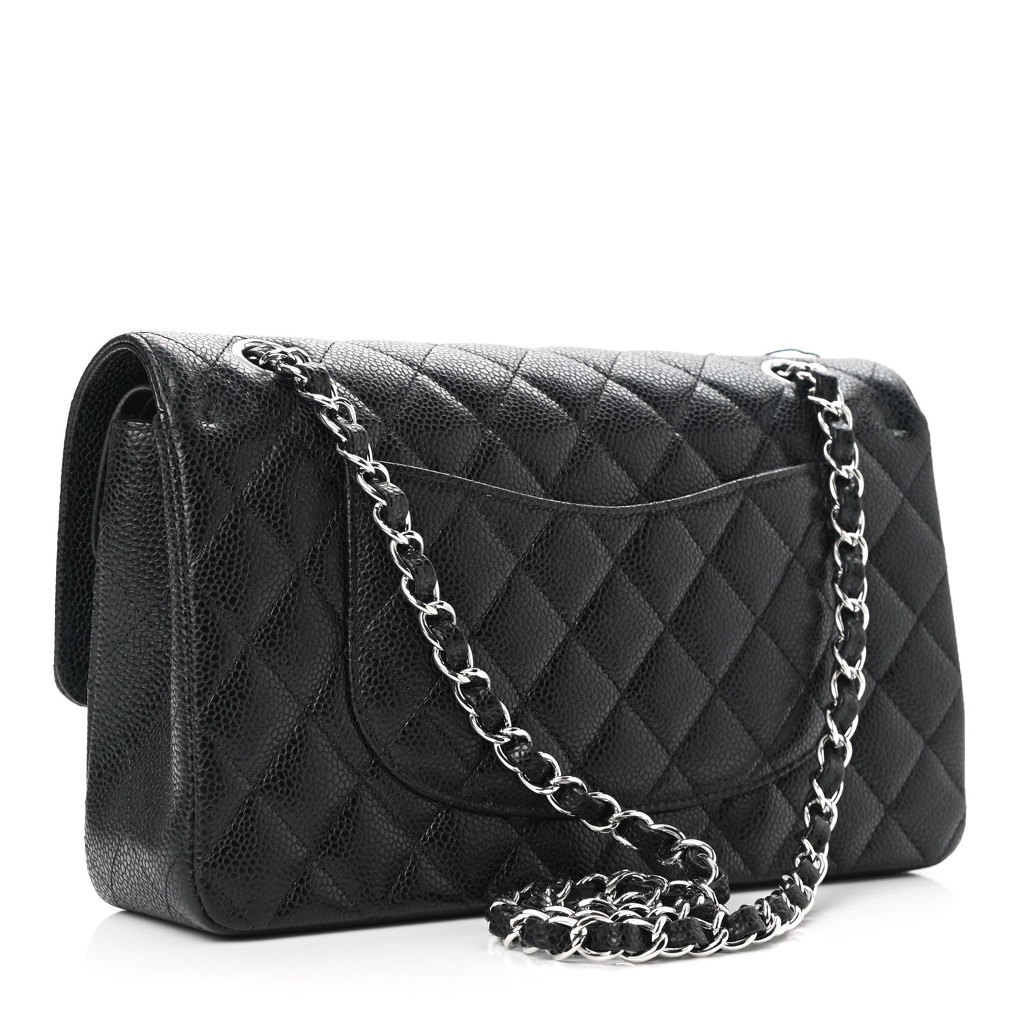 Caviar Quilted Medium Double Flap Black