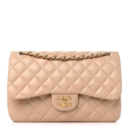 Chanel Lambskin Quilted Jumbo Double Flap Beige 1 of 10