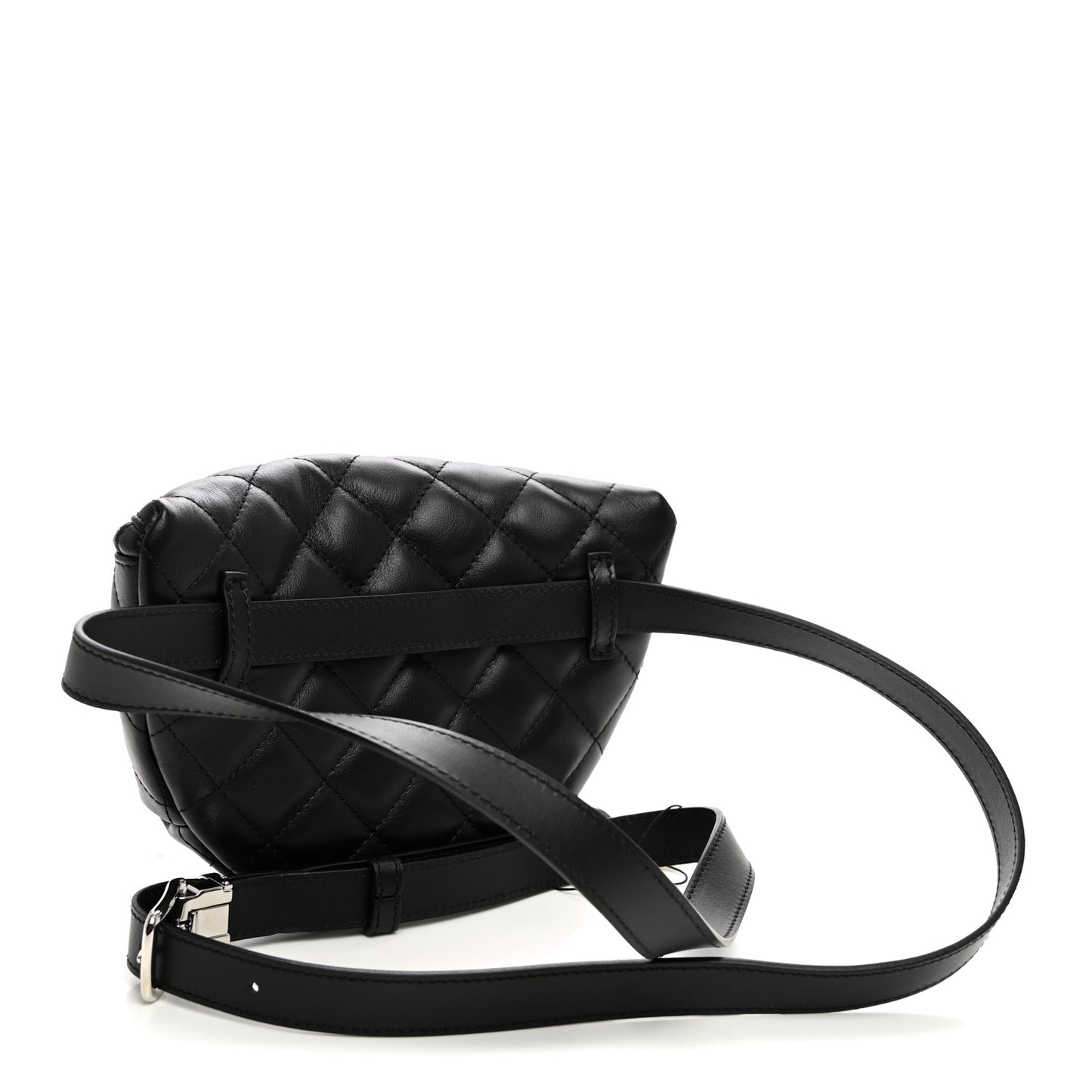 Calfskin Quilted Uniform Waist Belt Bag Black