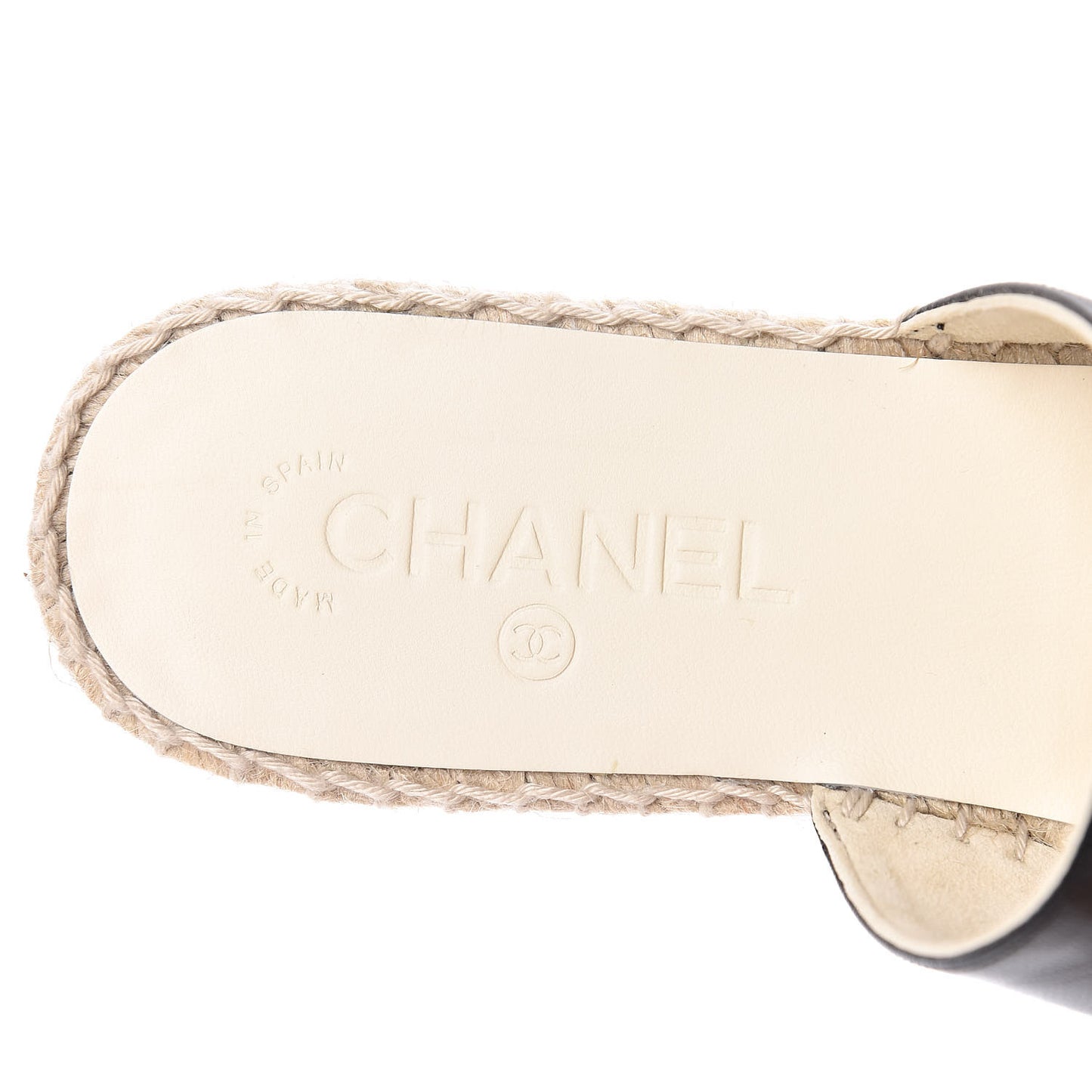 Iridescent Goatskin Patent CC Espadrille Mules 39 Black