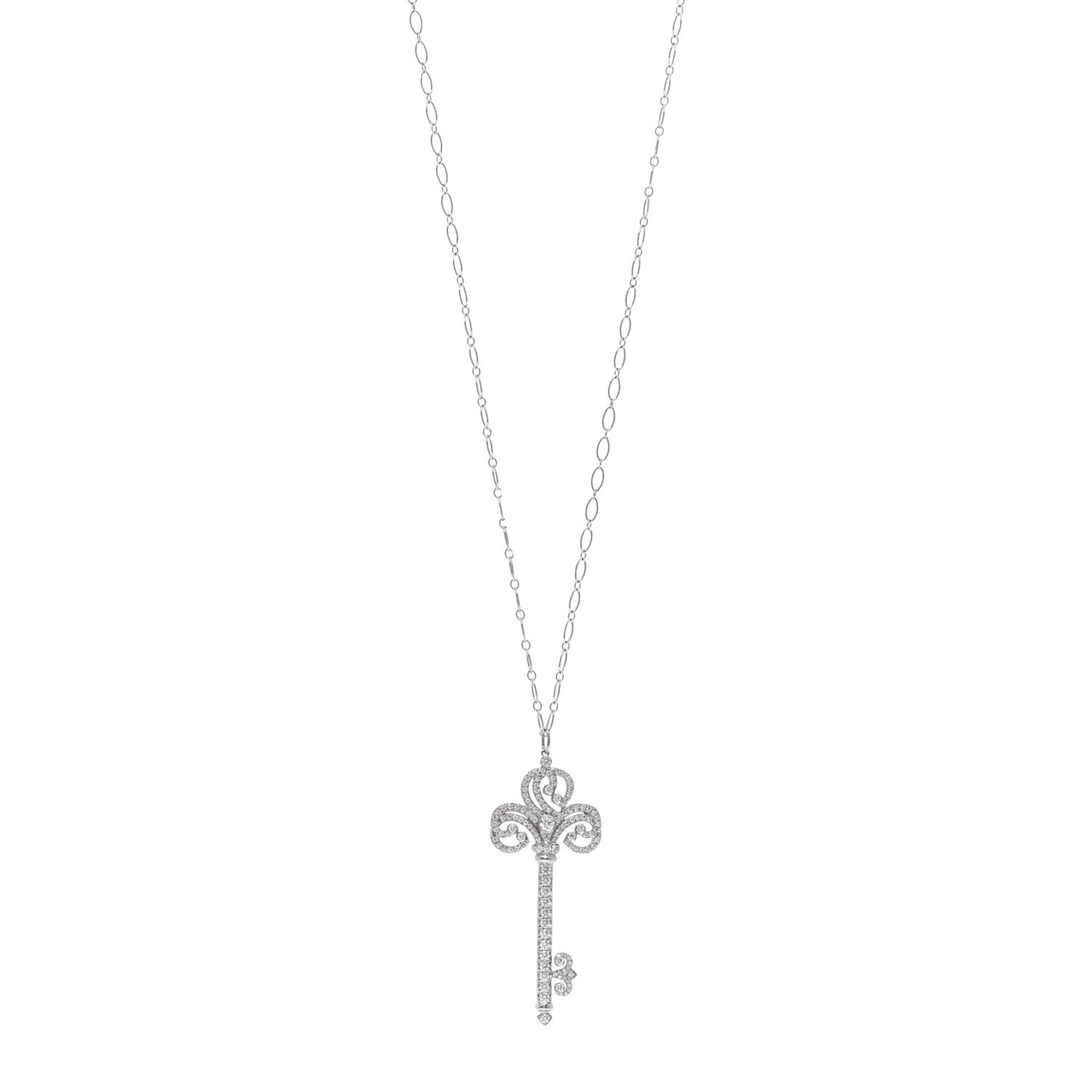 Platinum Diamond Enchant Heart Key Pendant Necklace