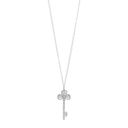 Tiffany Platinum Diamond Enchant Heart Key Pendant Necklace 1 of 6