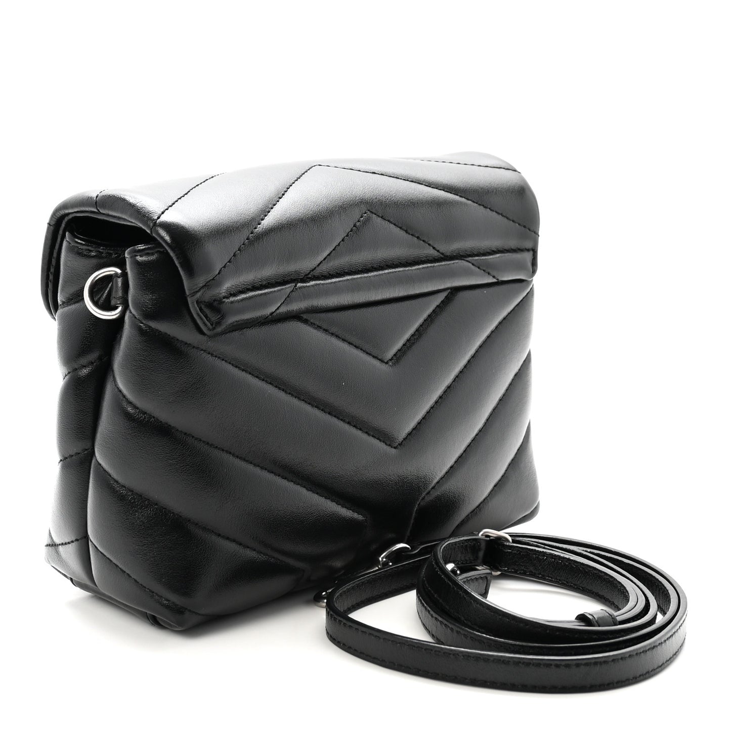 Calfskin Y Quilted Monogram Toy Loulou Crossbody Bag Black