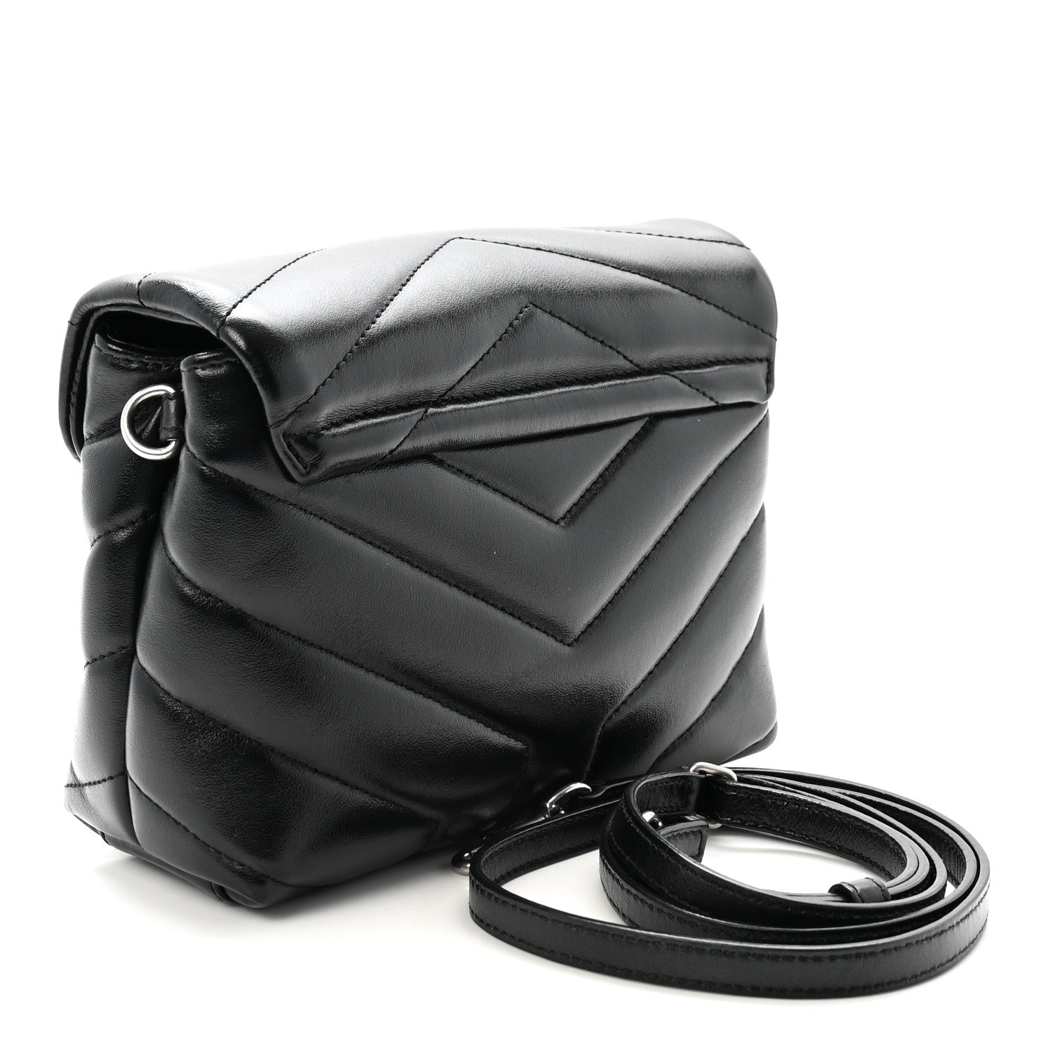 Saint Laurent Calfskin Y Quilted Monogram Toy Loulou Crossbody Bag Black 3 of 9