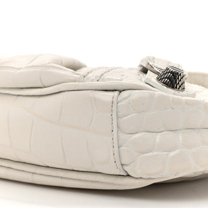 Balenciaga Extra Supple Calfskin Crocodile Embossed Le Cagole Mini Purse With Chain White 8 of 14