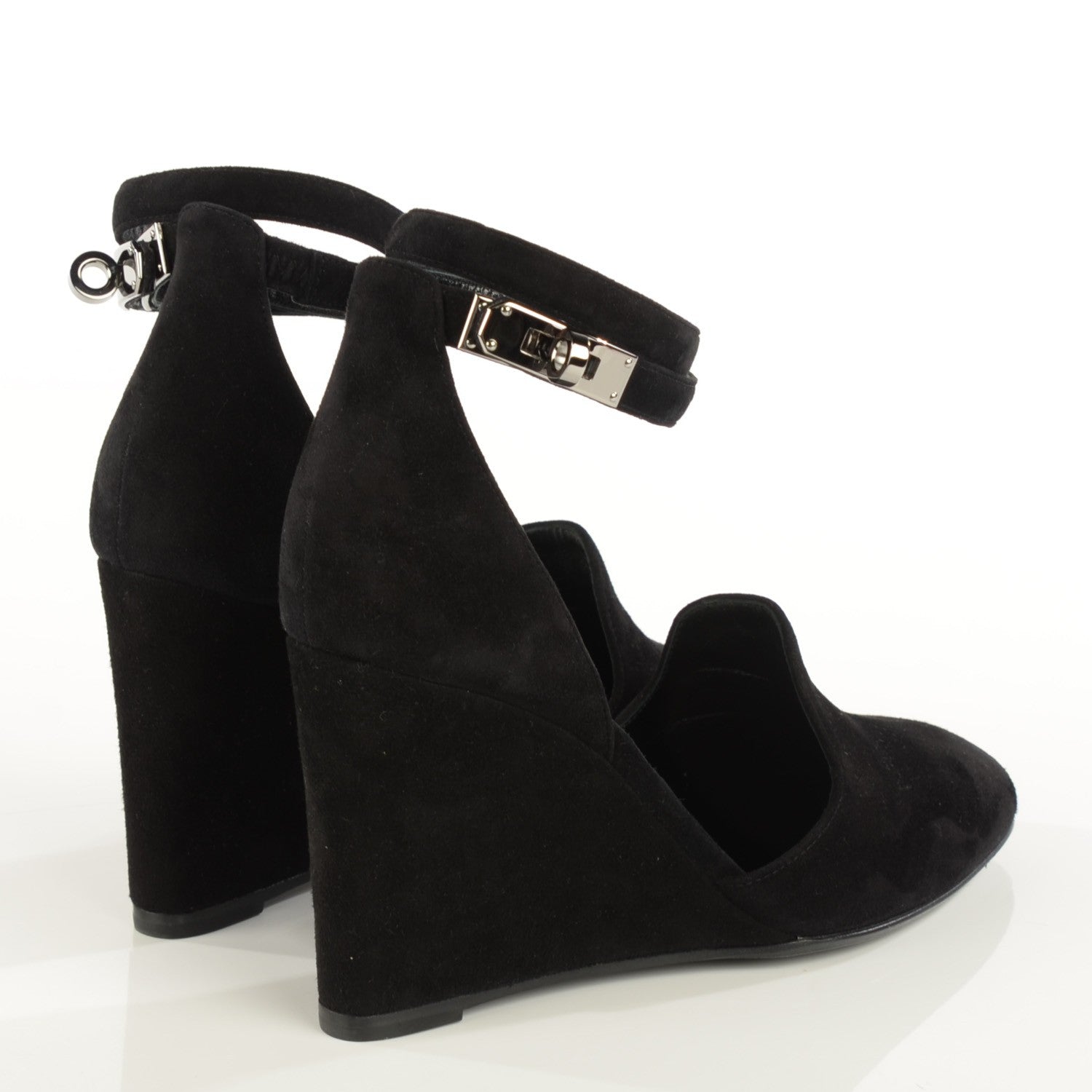 Hermes Suede Goatskin Lively Slingback Strap Pumps 36.5 Black 5 of 10