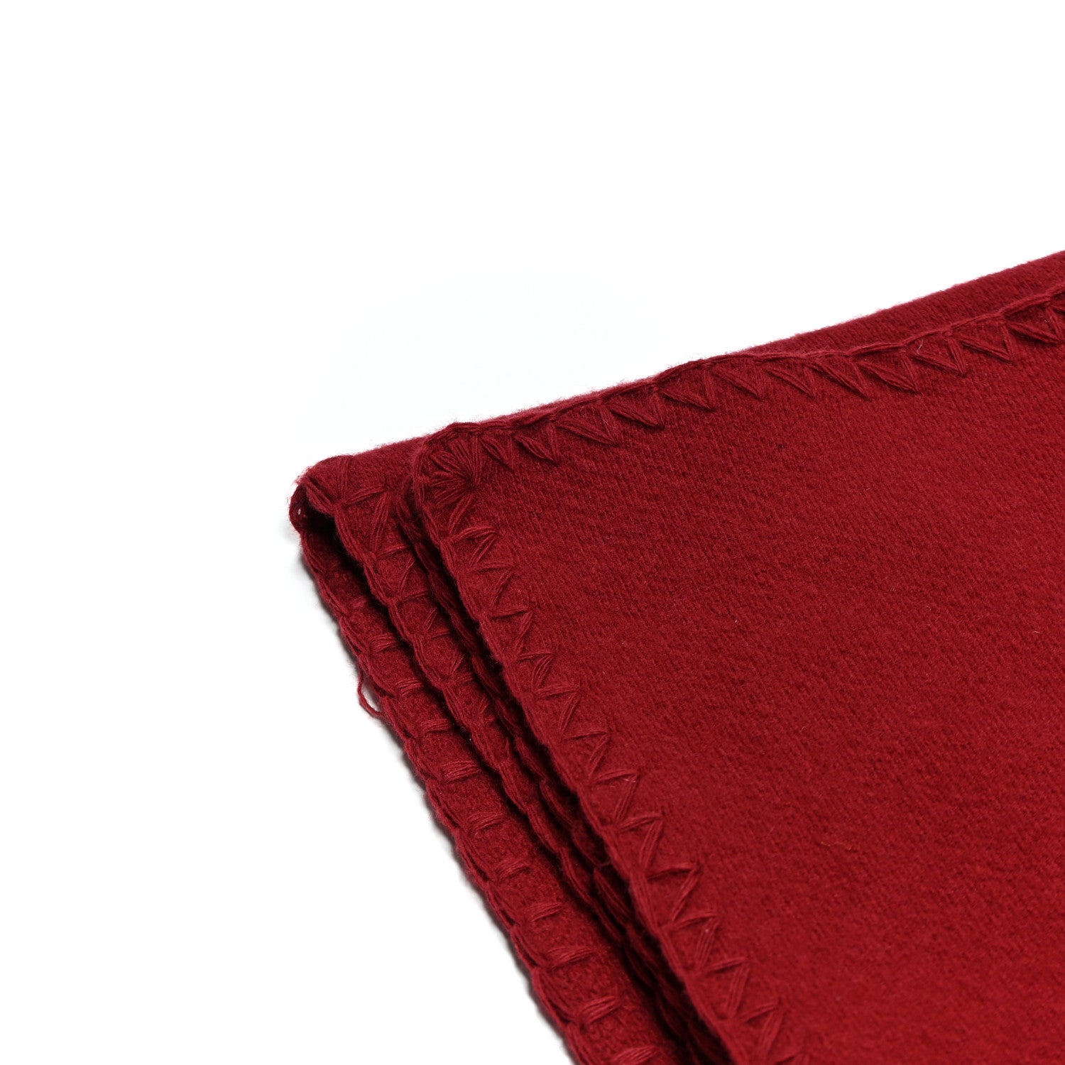 Burberry Wool Cashmere Felted Fringe Scarf Carmine Red 7 of 8