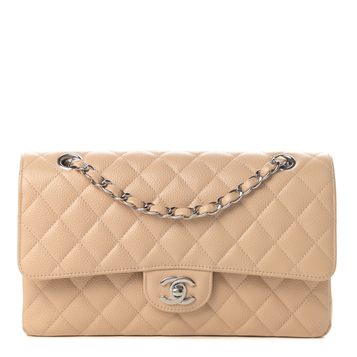 Chanel Caviar Quilted Medium Double Flap Beige 1 of 12