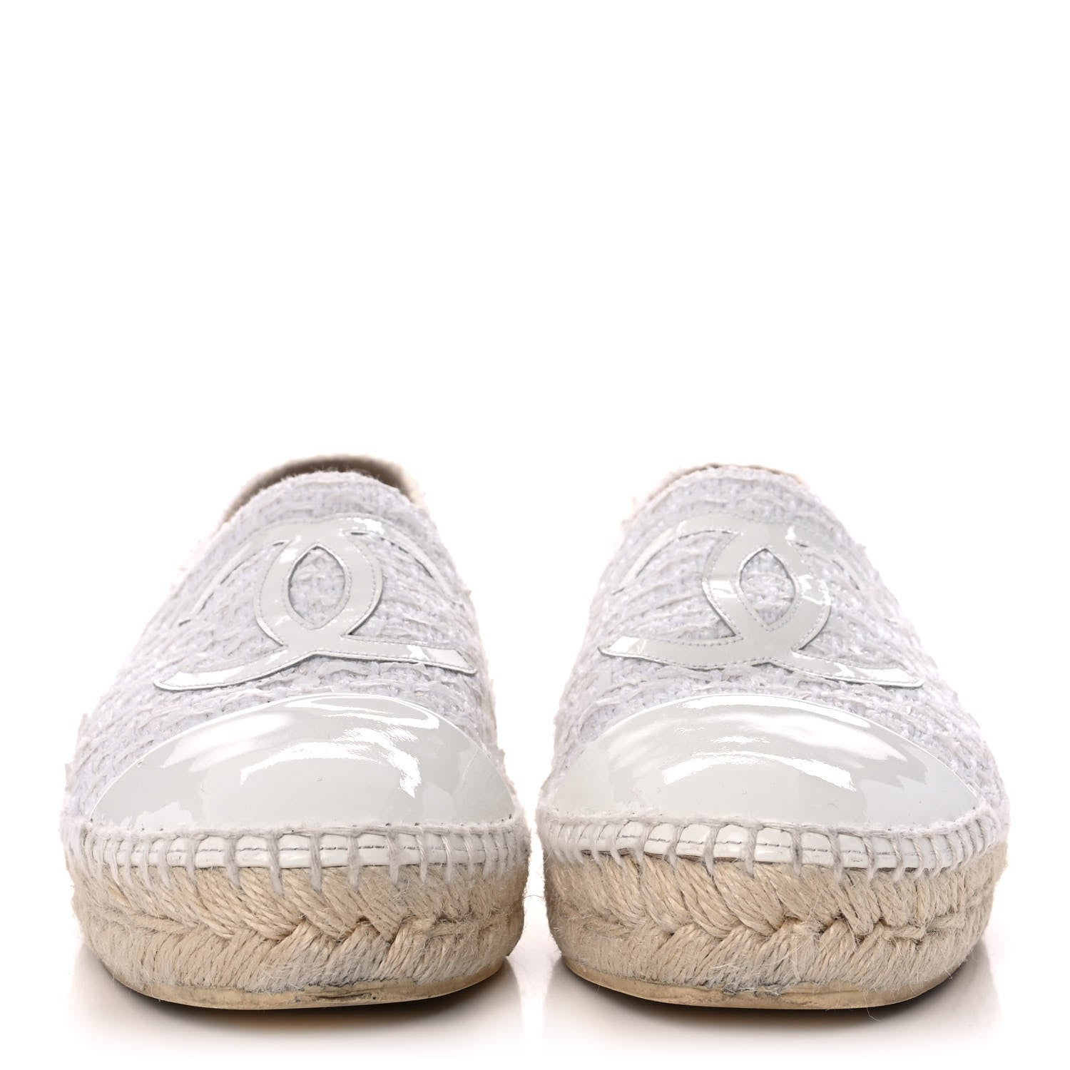 Chanel Tweed Patent CC Espadrilles 36 White 2 of 11
