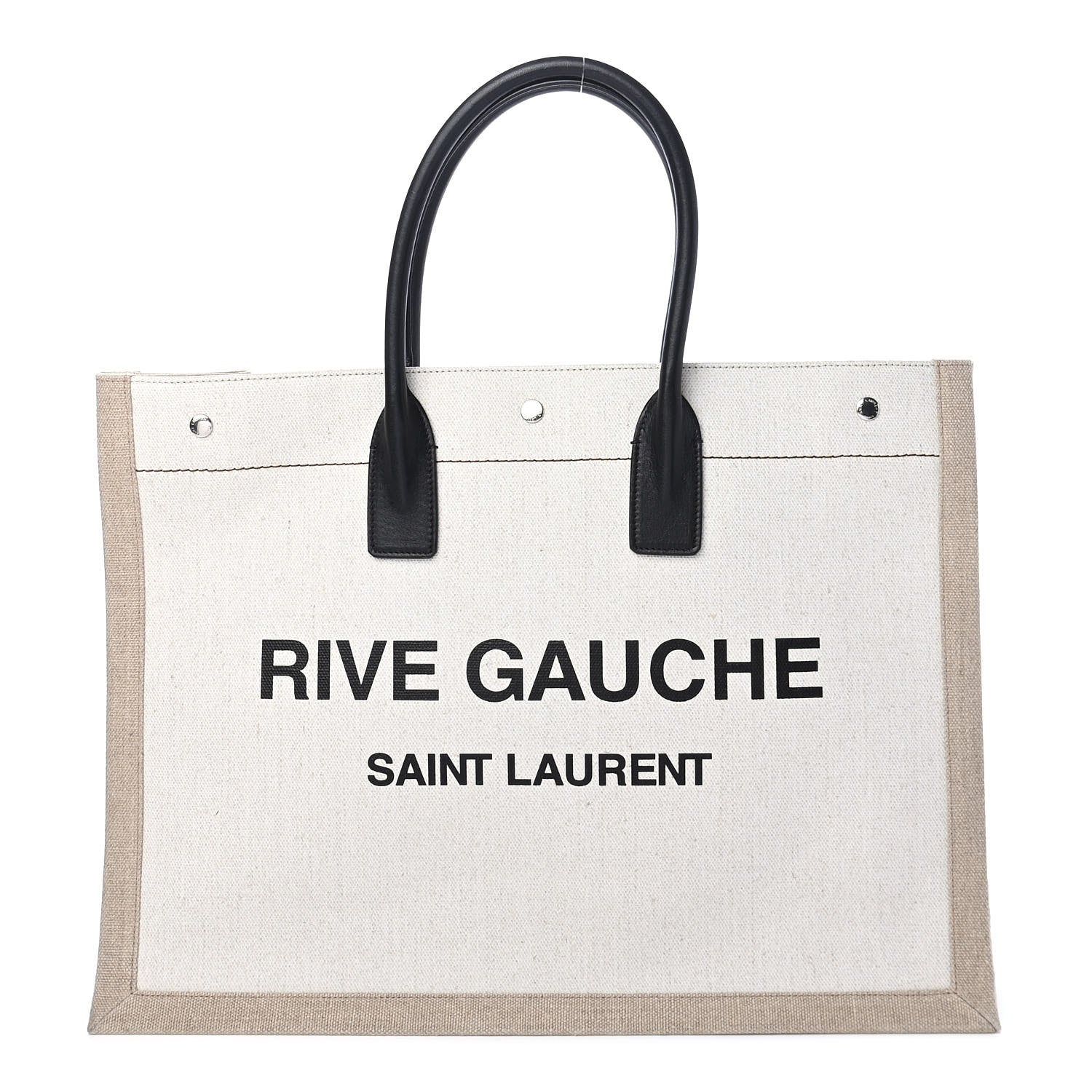 Saint Laurent Linen Calfskin Rive Gauche Tote Optic White 1 of 9