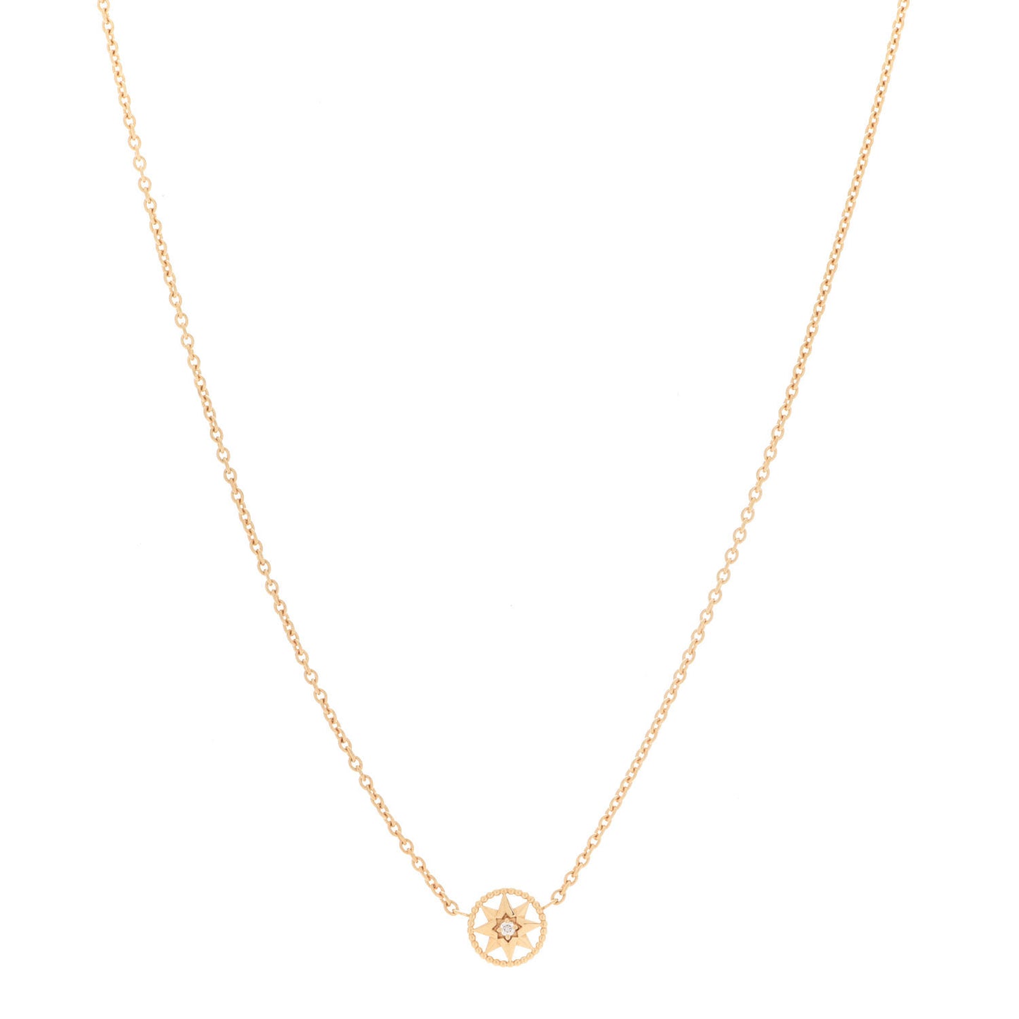 18K Yellow Gold Diamond XS Rose Des Vents Necklace