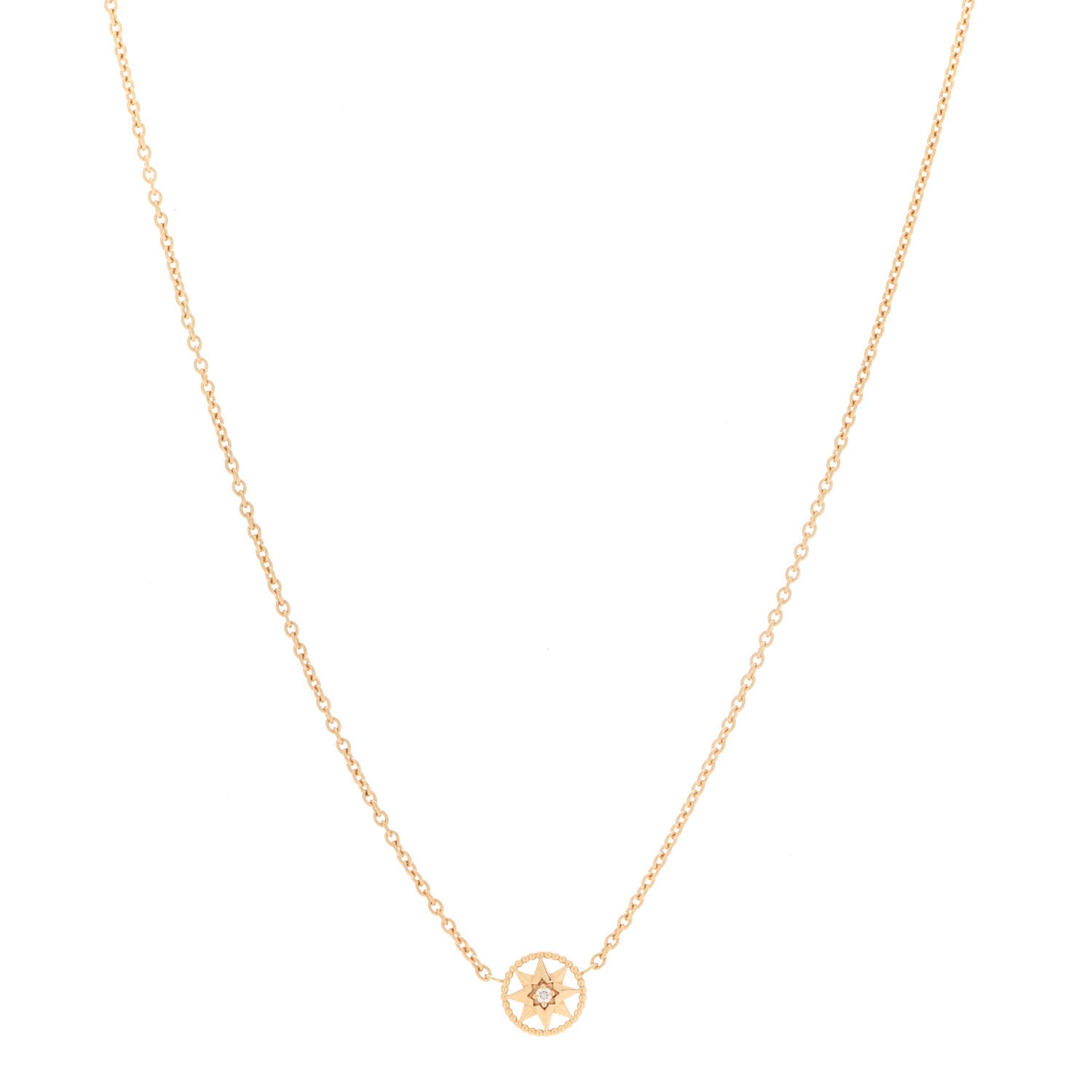 Christian Dior 18K Yellow Gold Diamond XS Rose Des Vents Necklace 1 of 7